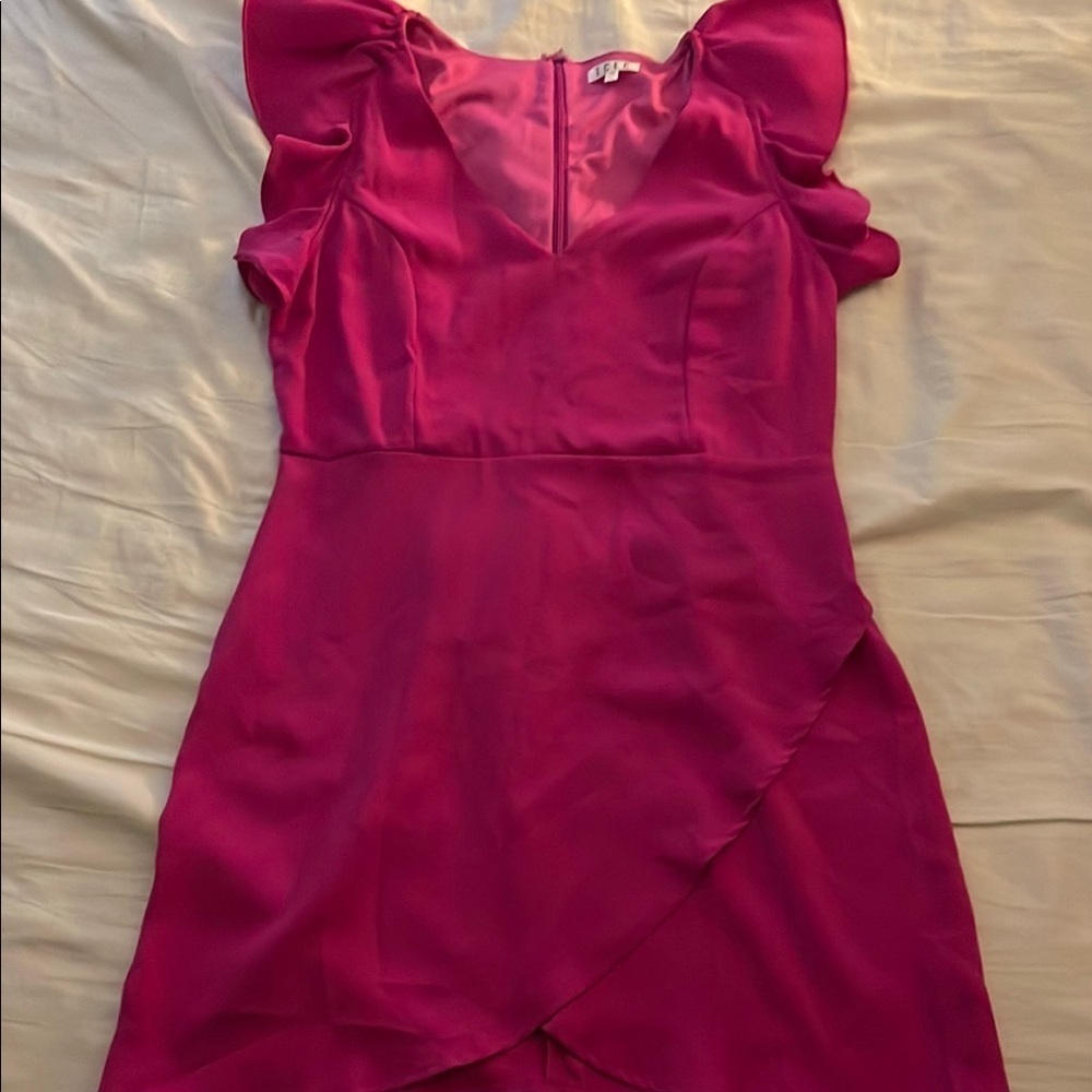 TCEC Pink Ruffle Sleeve Mini Dress